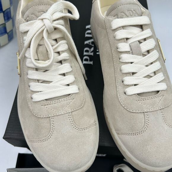 Men's Prada triangle logo suede sneakers size 8.5 US made in Italy - Picture 6 of 15